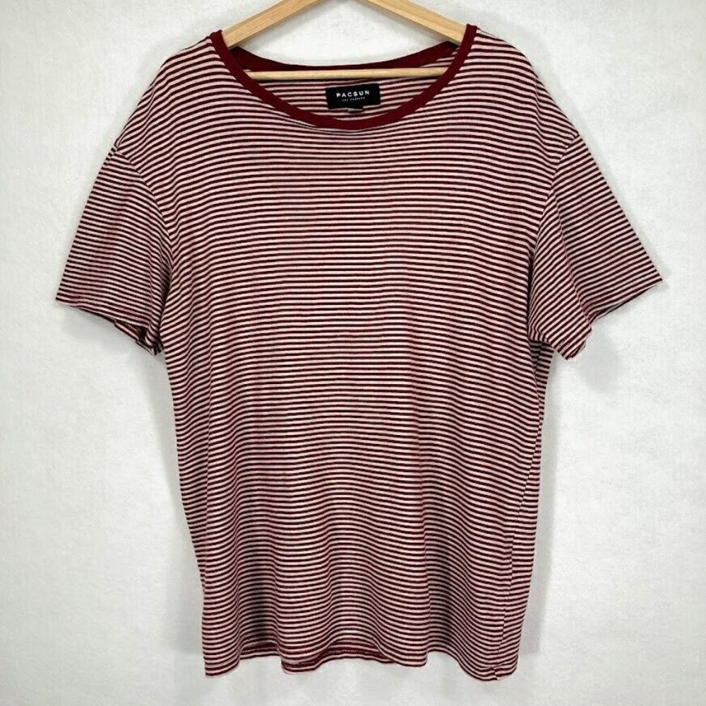 Pac Sun Men's Short Sleeve Striped T-Shirt School Skater Summer L